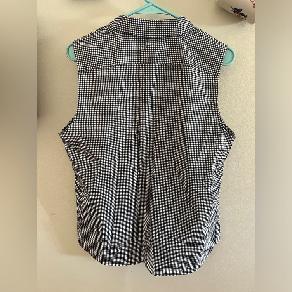 Non Iron Black Gingham Sleeveless Button Down Ralph Lauren - Picture 2 of 3